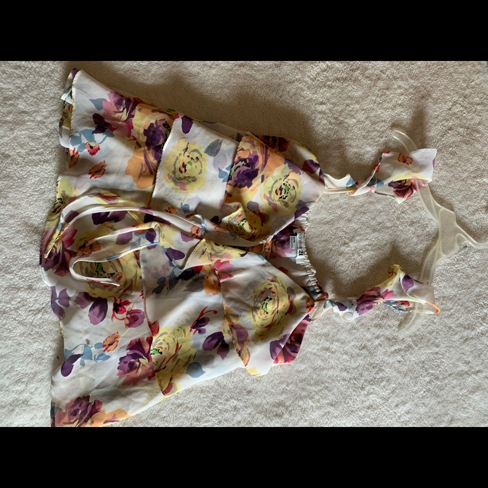 Sheer watercolor floral tank top